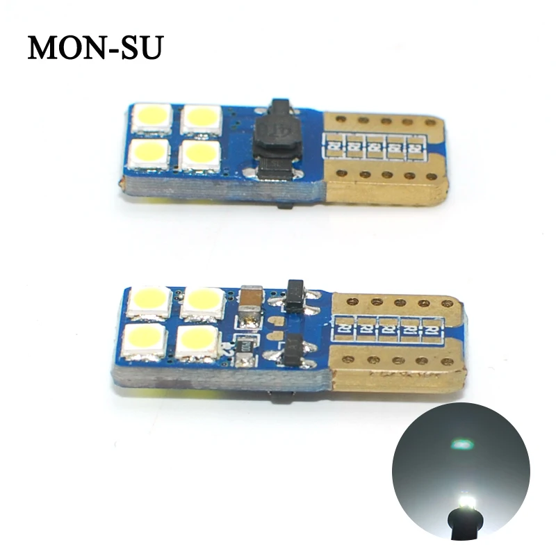 

MON-SU 2pcs Car LED Decoding Lights Wide T10 3030 8SMD Bright Led Indoor Light License Plate White Car Blubs Lights 12V