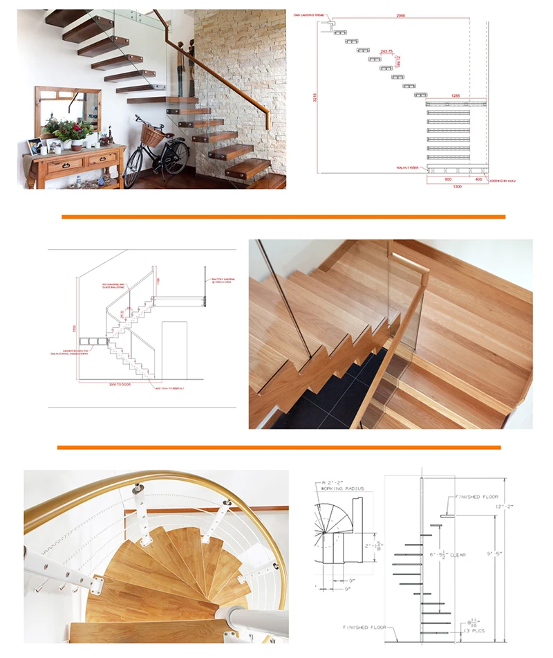 modern steel stringer white wood stair tread for home interior design