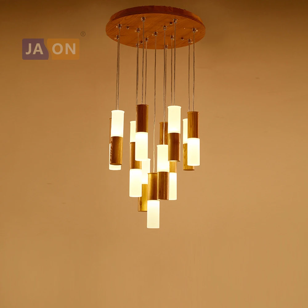 

g4 led Postmodern Wooden Acrylic Sticks Iron Chandelier Lighting Lamparas De Techo Suspension Luminaire Lampen For Foyer Bedroom
