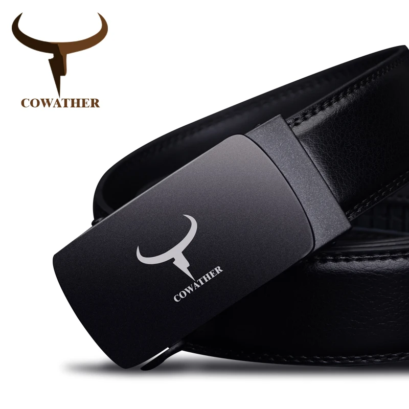 

COWATHER Good belts for men 100% cow genuine leather mens belt male automatic alloy buckle strap cinturones hombre original