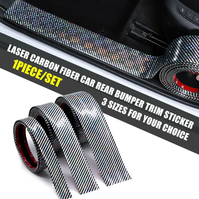 

1x Laser Carbon Fiber Car Rear Guard Protector Bumper Body Pad Kit Trim Sticker