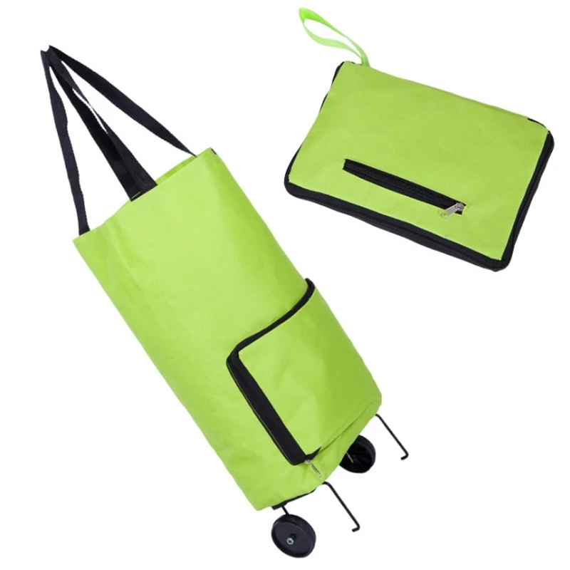 

Women Fashion Foldable Shopping Bag Folding Tug Organization Bags Pouch Household Portable Trolley Large Capacity Storage Bags
