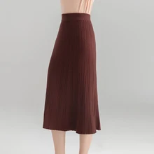 Уличная эластичная талия трикотажные юбки женская Однотонная юбка наивысшего качества