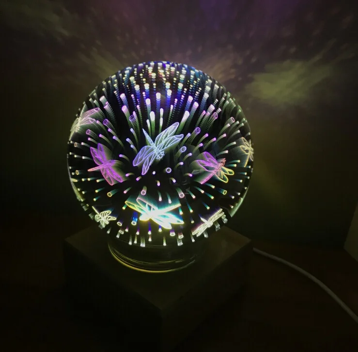 Dragonfly Волшебный шар, цветной стеклянный шар, лампа, 3d, звездное небо, ночник, светильник USB, для детей, для спальни, украшение, рождественский светильник, подарки - Цвет: Dragonfly
