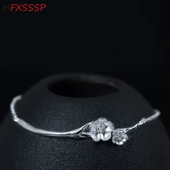 

HFXSSSP S925silver creative design plum blossom branch bracelet retro literary temperament female ethnic flower bracelet jewely