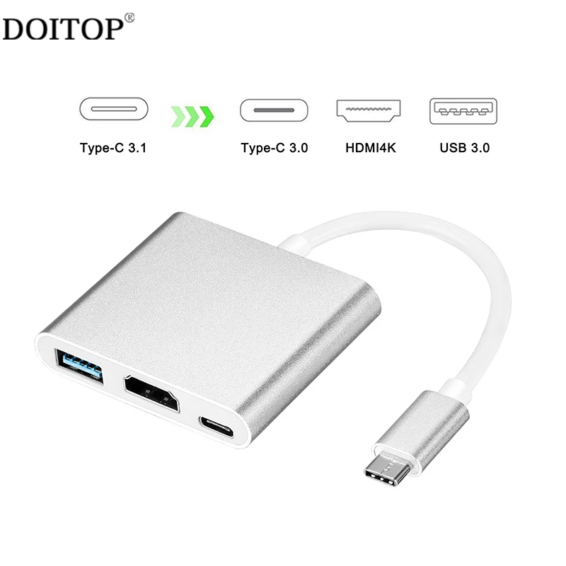 DOITOP Type C TO HDMI Type C 3 0 USB C 3 In 1 PD Charging