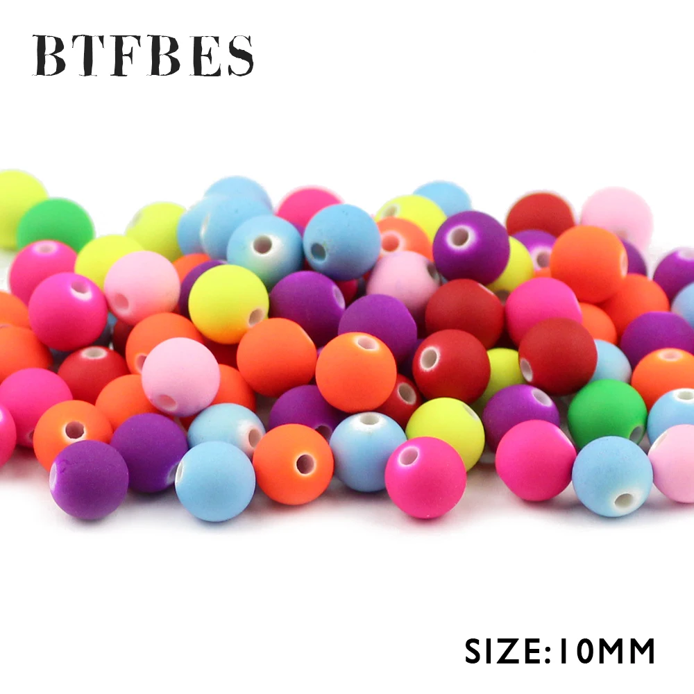 

BTFBES 100pcs 10mm Candy Color Acrylic Beads Round Ball Mix loose Bead for Fits Jewelry Earring Making Handicrafts Accessory DIY