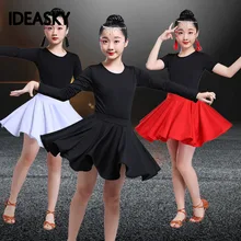 Платье для латинских танцев для девочек, бальные костюмы для детей, Самба Румба, сальса, ча-ча, танго, костюмы для занятий танцами, топ, юбка