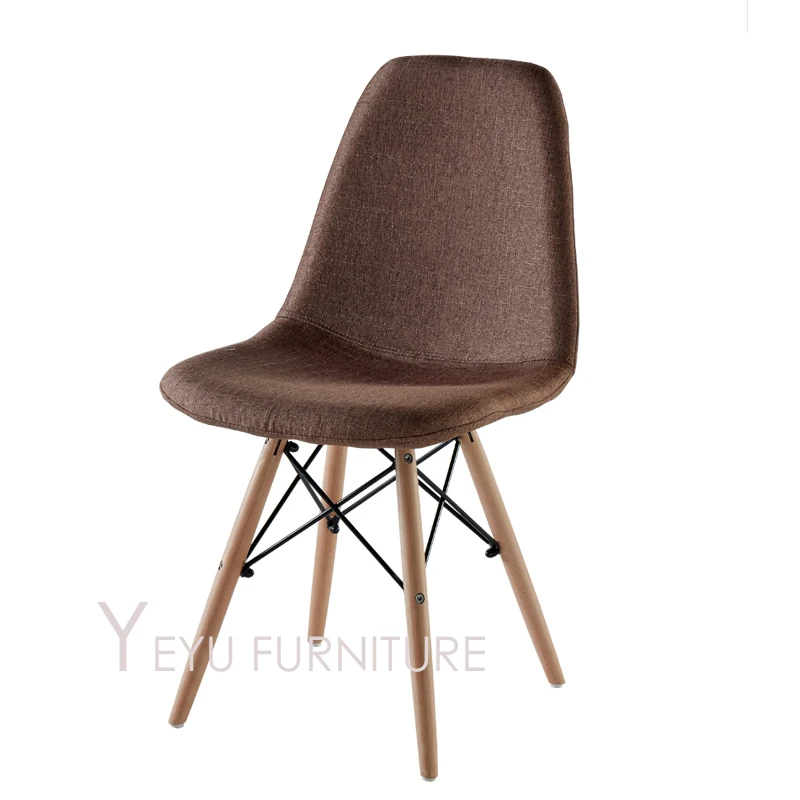 Современное дизайнерское цельное деревянное кресло с чехлом обеденный стул из дерева PU или ткань мягкий чехол современная мебель мягкая накладка стул - Цвет: Dark Brown Fabric