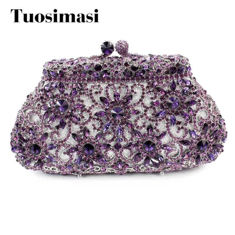 

Delicate Handmade ladies hand Crystal Stone Evening Clutch Bag wedding purse 6 colors (8626A)