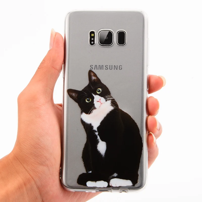 GerTong Silicone Painted Case For Samsung Galaxy S8 Plus S7 S6 Edge Plus A5 2017 A3 A7 2016 Cover Case Cartoon Animal Pet Cat