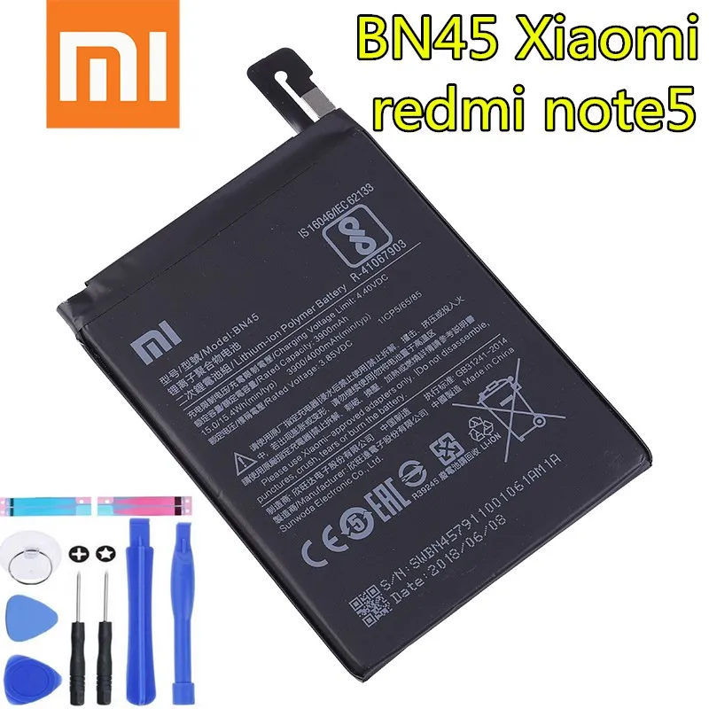 Аккумулятор для телефона Xiao mi BN45 Red Note 5 Note5 Оригинальные аккумуляторы телефонов
