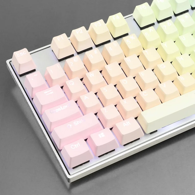 Prix pour Rétro-éclairé coup Double Arc-En-Gradient PBT Keycap Ensemble OEM profil keycaps pour clavier mécanique Prix pour Rétro-éclairé coup Double Arc-En-Gradient PBT Keycap Ensemble OEM profil keycaps pour clavier mécanique