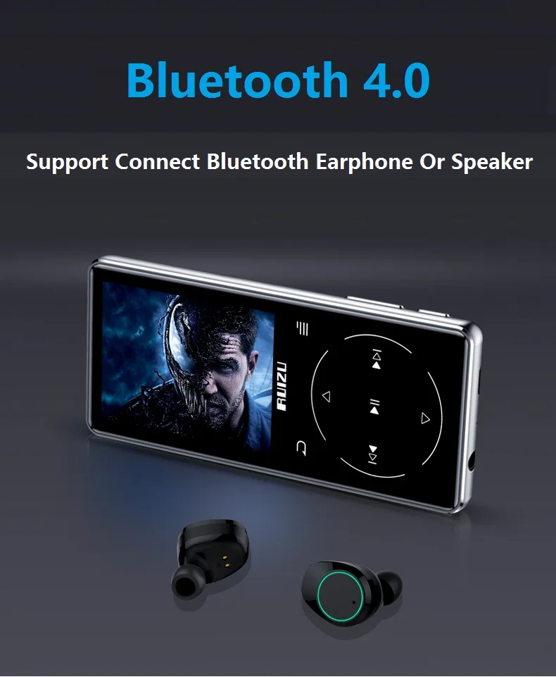 Ruизу D16 Bluetooth MP4 плеер 2,4 дюймов экран fm-радио диктофон электронная книга Портативный Аудио Видео плеер Bulit-in динамик