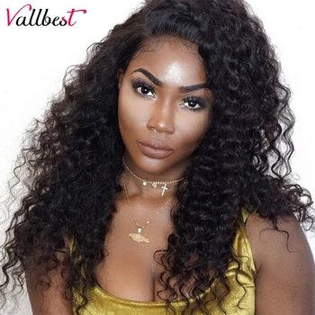

Vallbest Lace Front Human Hair Wigs Brazilian Deep Wave Wig With Baby Hair For Black Women Pre Plucked 150% Remy Lace Front Wig
