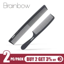 Brainbow 2pc peine de pelo Anti-estática carbón cepillo de pelo profesional salón profesional para pelo herramientas de estilismo peluquería Barbers cepillo de mango