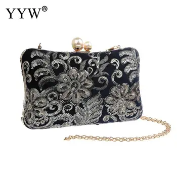 

Red Velour Pillow Vintage Clutch Bag Pochette Femme Knitted Fabric Prom Handbag Purse Sequin Flower Evening Party Bags Clutches