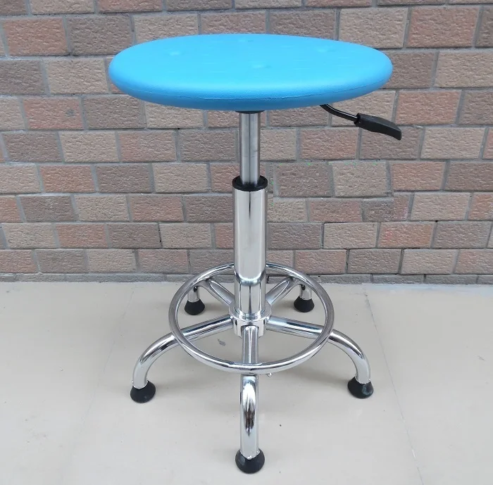 

North American laboratory stool Anti - static factory floor stool Blue PU foam seat foot nail
