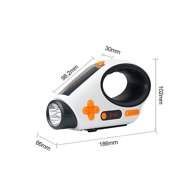 Multifunction Solar Charged Led Flashlight Manual Electricity Generation FMAM Radio Torches USB Charging Portable Camping Light (15)