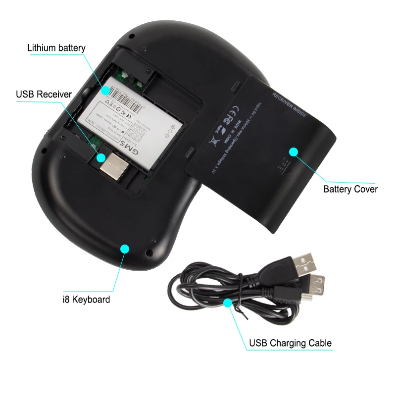 Koop Mini Draadloze Toetsenbord i8 Russische Engels Versie Air Mouse Mini Touchpad QWERTY Toetsenborden lithiumbatterij Voor Android TV BOX