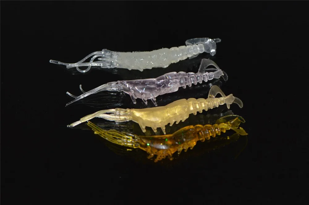 Spinpoler 85mm3g Fishing Lure Shrimp 10pcsLot Artificial Shrimp Saltwater Freshwater Bass Fishing Soft Baits Fishing Tackle  (10)