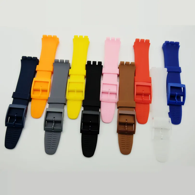 17 мм 19 силиконовый резиновый ремешок для часов мужчин и женщин часы Swatch