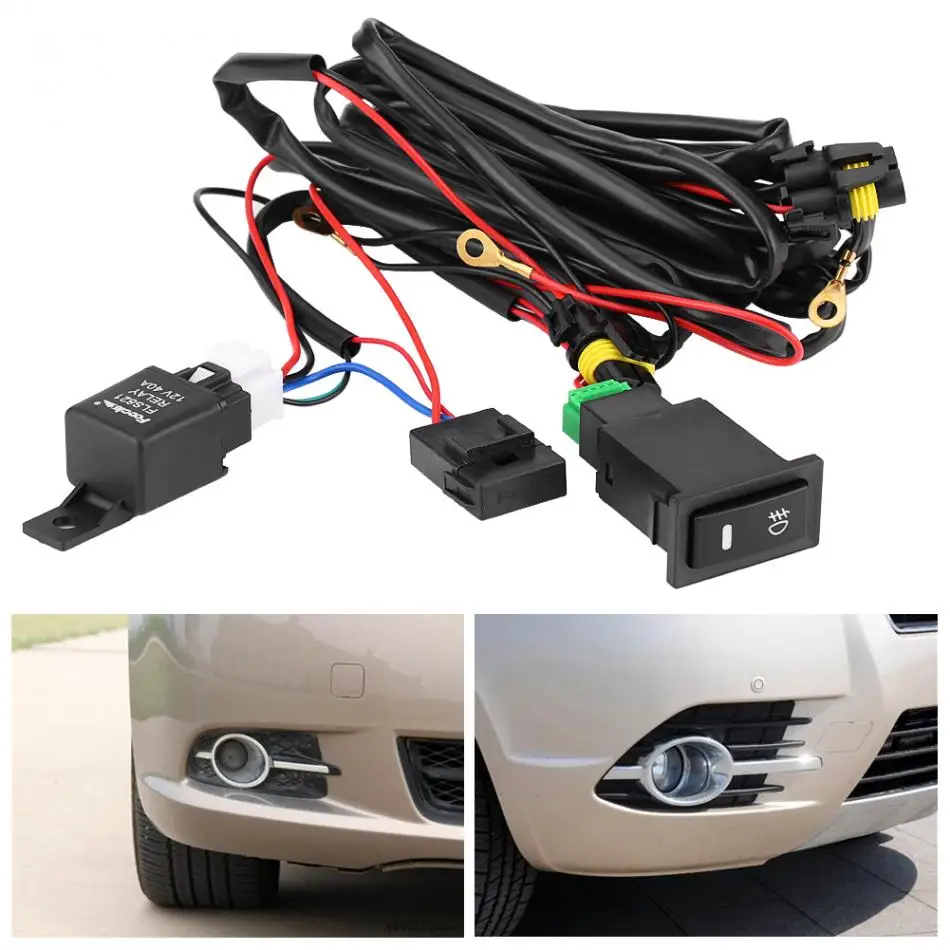 

12V Car Fog Light Switch Wiring Kit LED Fog Light On/Off Switch Wiring Harness Fuse Relay Kit Car Accessories