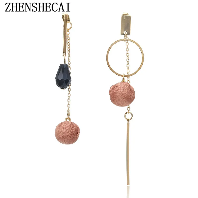 

2018 Sweety Korean Colorful ball round Earrings For Girl Circle bead Pendant Asymmetry Earrings Fashion Jewelry wholesale