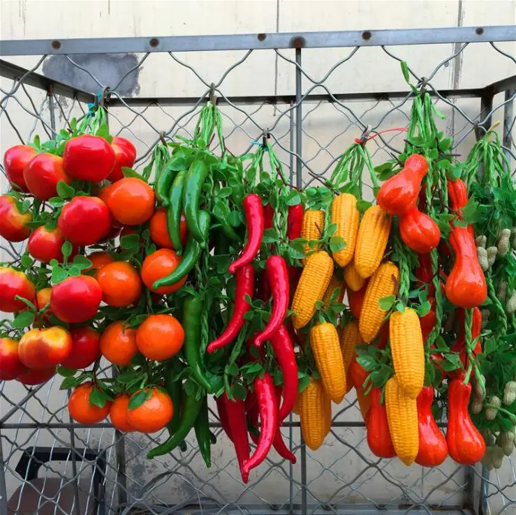 

5pcs Artificial Fruit several Kinds Fruit vegetable string fake apples peaches peppers oranges corns cucumber potato pumpkin