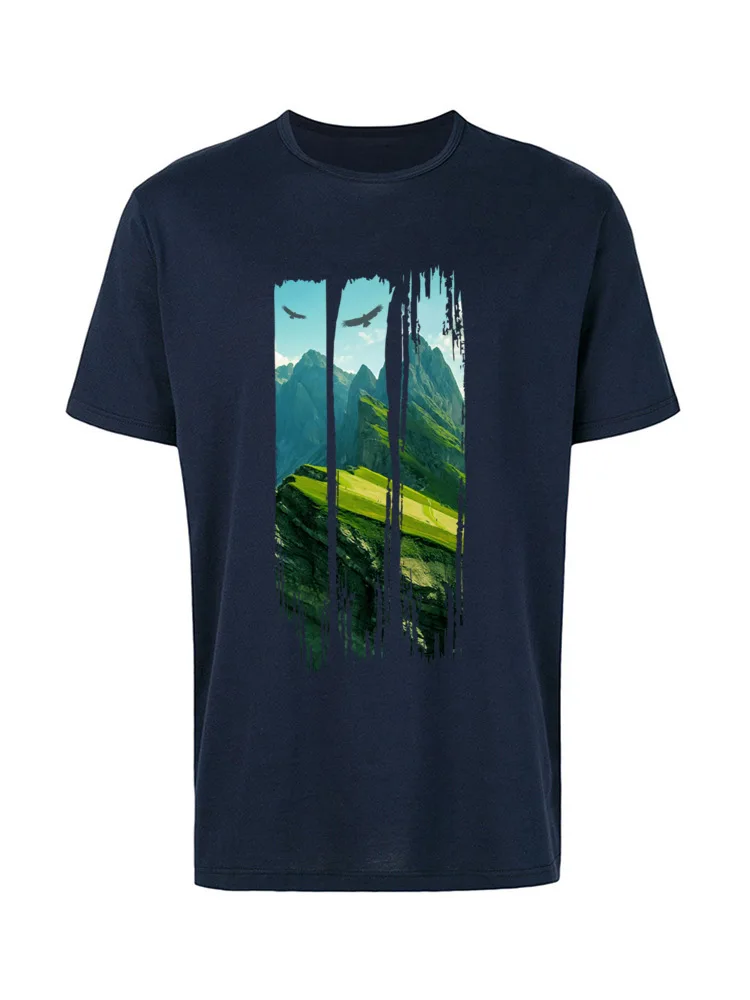  Casual Tops & Tees Faddish Short Sleeve Mens T Shirts TpicOriginaltitle Leisure Summer Tee Shirts Round Neck Drop Shipping Mountain Landscape navy
