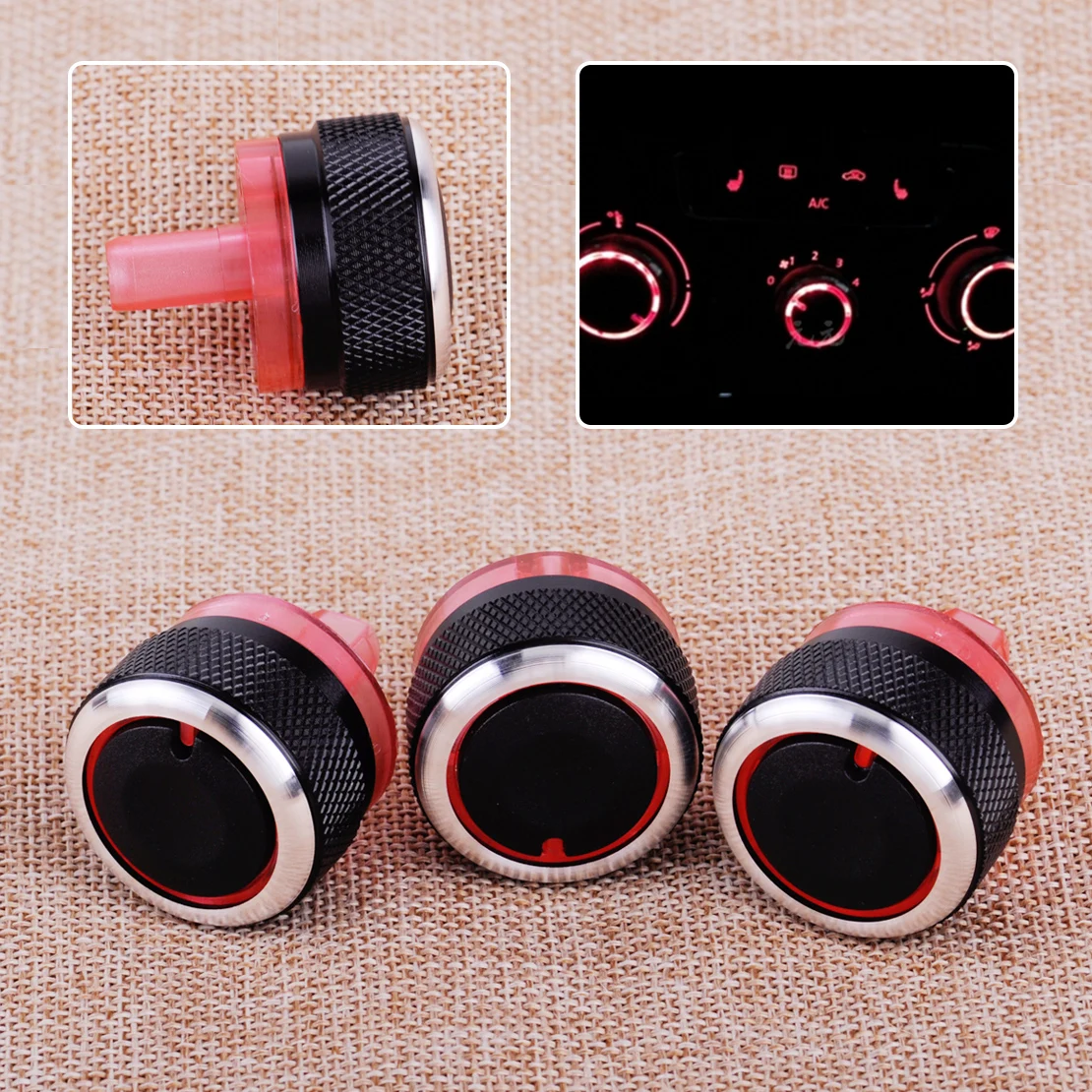 

CITALL 3pcs Air Conditioner Heater Switch Knob Buttons A/C Dials Cover Fit For Peugeot 206 207 Citroen C2