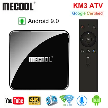 

MECOOL KM3 ATV Android 9.0 Smart TV Box Amlogic S905X2 Quad core DDR4 4GB 64GB 4K H.265 2.4G 5G Dual Wifi BT USB3.0 Set Top Box