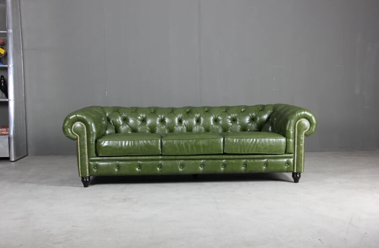 Современный Кожаный Диван Честерфилд для антикварного стиля Кожаный диван с верхним зерном итальянская кожа