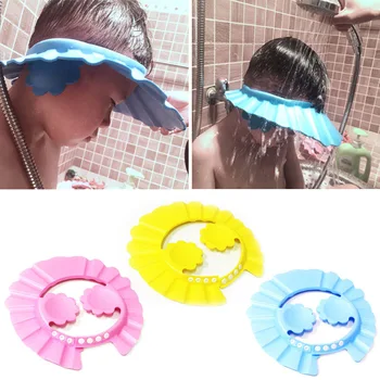 

New Adjustable Baby Kids Shampoo Bath Bathing Shower Cap Hat Wash Hair Shield With Ear bebes