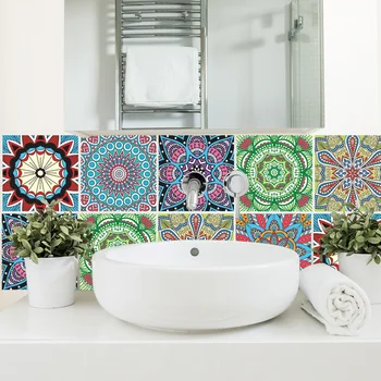 

6pcs/set Waterproof Arab Tiles Stickers Bathroom Kitchen Self-adhesive Wall Decals Cabinet Stove Wall Decor Scratchproof Murals
