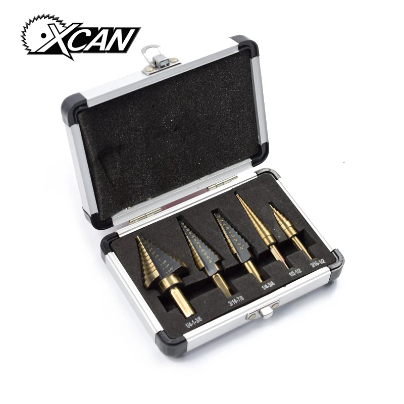 Billig XCAN 5 stücke HSS High Speed Stahl Schritt Bohrer Kobalt Schritt Bohrer für Metall Holz Loch Cutter Core Bohrer bit