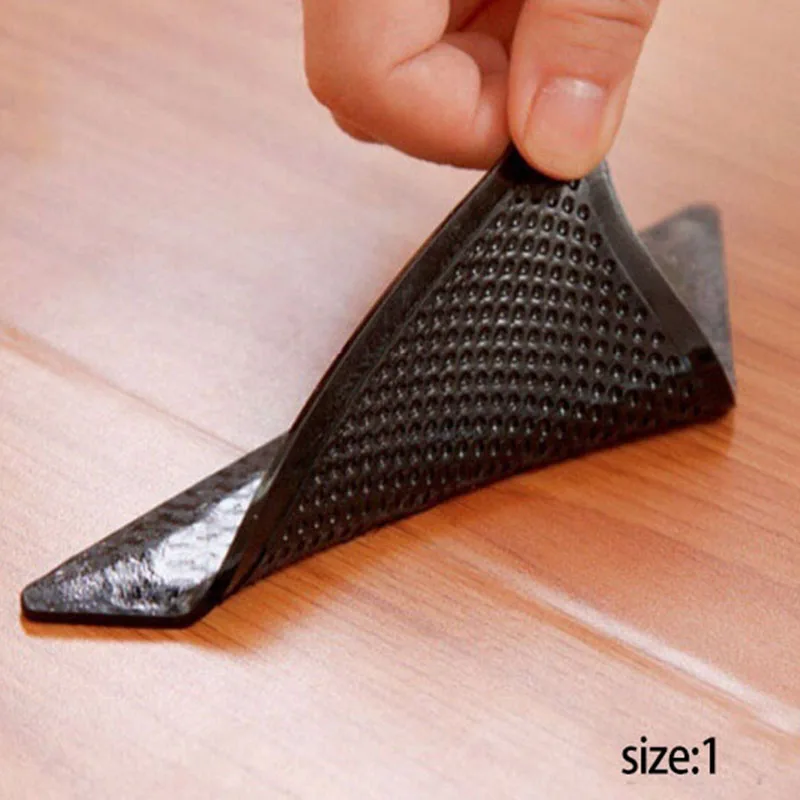 Eco-friendly Reusable Rug Grippers Pads Washable Silicone Non Slip Grip Corners Bathroom Kitchen Floor Carpet Mat Gripper 4 pcs