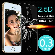 2014 New 0.3mm 2.5D Ultrathin Premium Tempered Glass Screen Protector For iphone 5 5s 5c Protective Film Send Gift Free Shipping