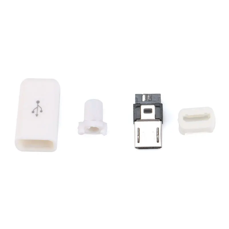 10 шт./компл. 4 в 1 DIY Micro USB коннектор тип сварки Мужской 5-контактный разъем w/Пластик крышка 5 шт. черных+ 5 шт. белый