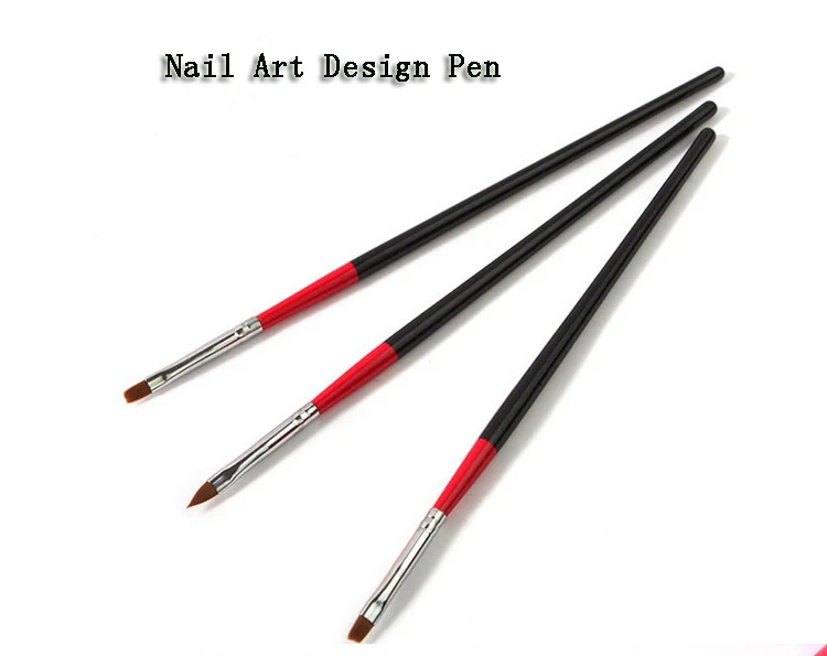 Высокое качество 3 шт./компл. Дизайн ногтей Кисточки Красота черный+ красный ручка Дизайн ногтей Дизайн Pen Картина Pen расставить Инструменты для маникюра Комплект