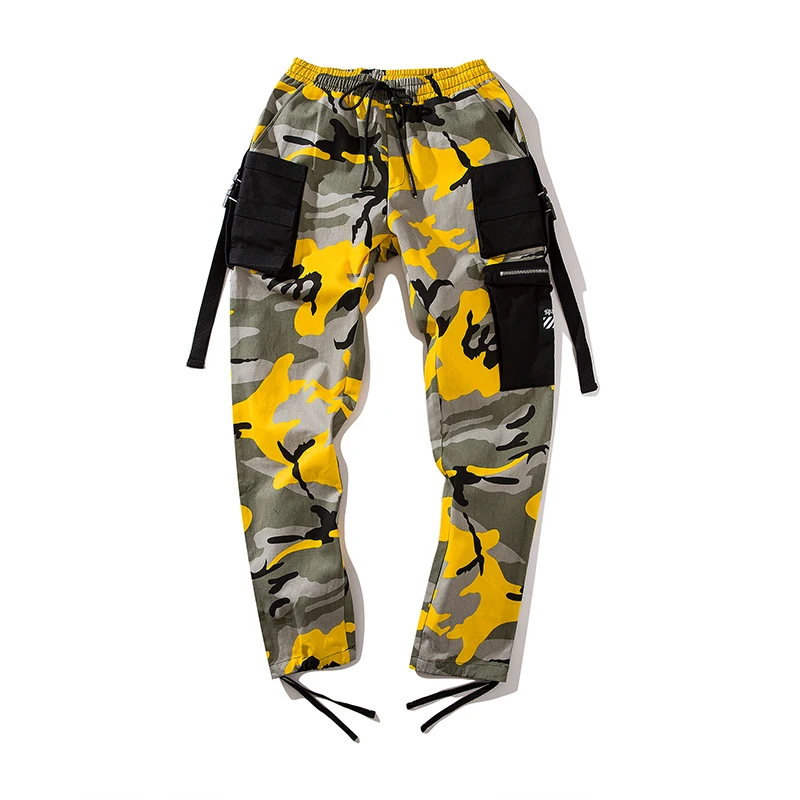 Streetwear jaune Mens Crayon Nouveau Mode Taille Street Pantalon Camouflage Noir Hommes pourpre Nous Automne Casual Hop Style 2018 Hip Jogger qd8dHgBn