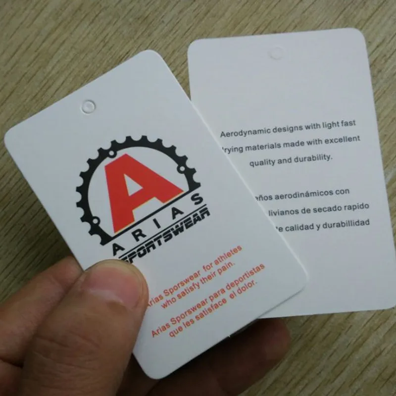 

1000pcs Custom Grade A 400g Coated paper tags red print price clothing swing tag 5 * 8 cm
