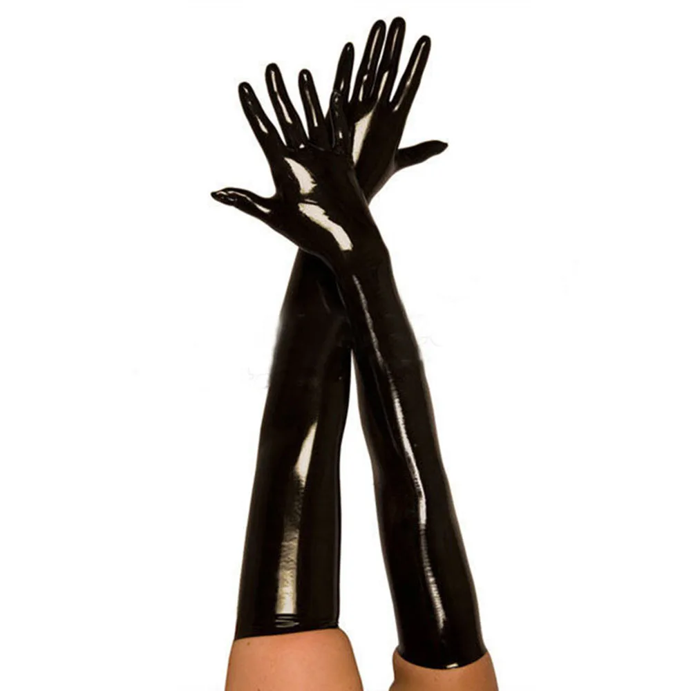 1 пара взрослых сексуальные длинные латексные перчатки черные дамские Фетиш Искусственные кожаные Перчатки Клубная одежда комбинезон косплей длинные кожаные перчатки