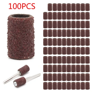 

NEW 100pcs Sanding Sleeves 2 Mandrels Grind Polishing Sandpaper Circle Electric Tool