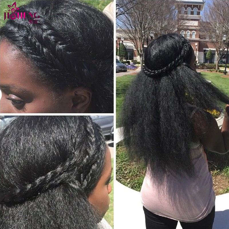 Brazilian Kinky Straight Hair Coarse Yaki Perm Hair 4pcs Lot Grade