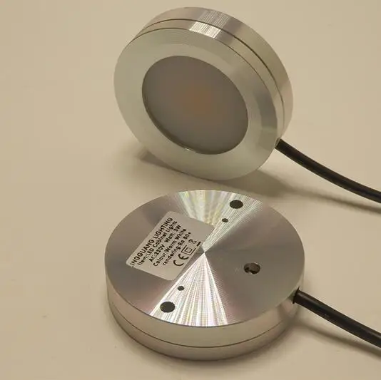 3 W COB تحت إضاءة الخزانات مصباح ليد كري المطبخ جولة مكافحة الرف LED خزانة دولاب معرض لخزانة ملابس بأدراج المنزل ضوء