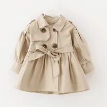 Nouveau 2017 Mode Enfants Tranchée de Printemps À Manches Longues Veste Pour Les Filles de L’enfant Solide Tranchée Manteau Survêtement
