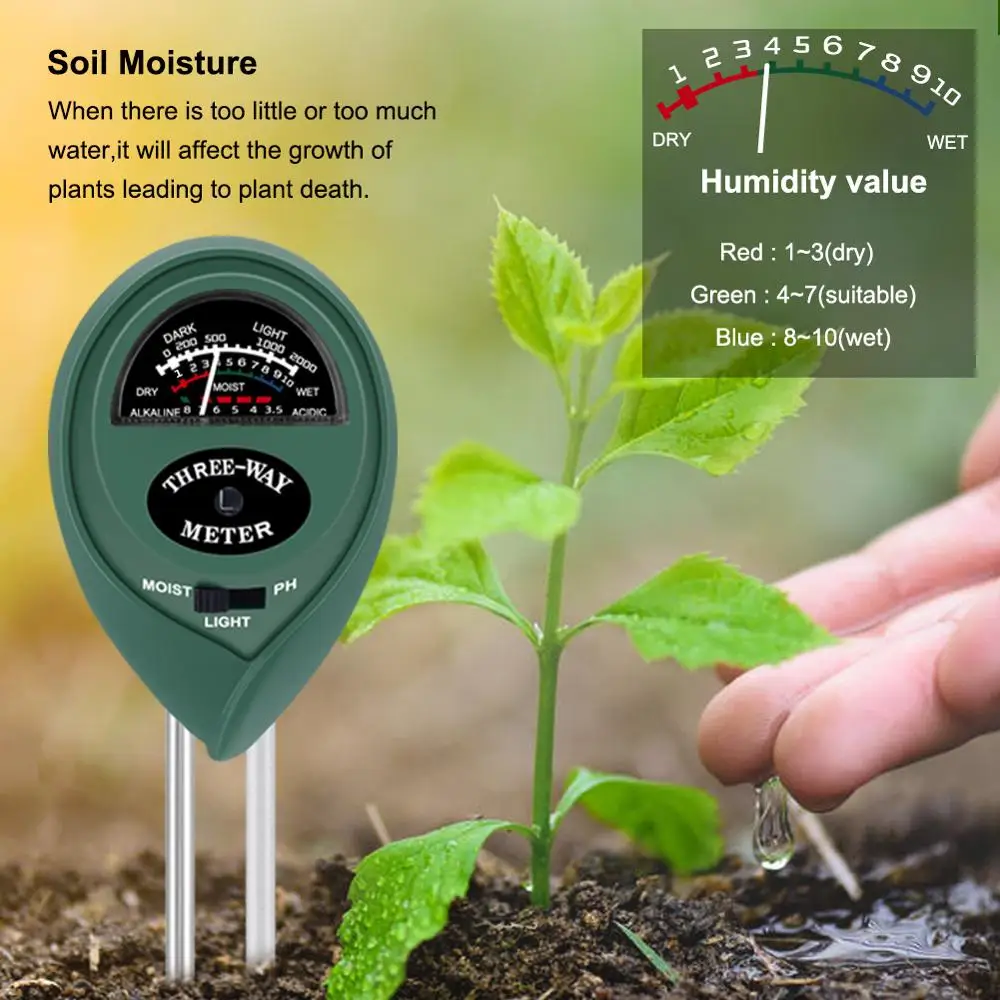Трехв-1 Круглый Инструмент для грунта садовый инвентарь анализатор почвы гигрометр/измерительный рН-метр/тестер освещенности