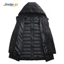 Covrlge New Cotton Parkas Men 2017 Winter Fashion Long Jacket Cold Russian Clothes Thick Padded Snow Parka Hood Overcoat MWM018