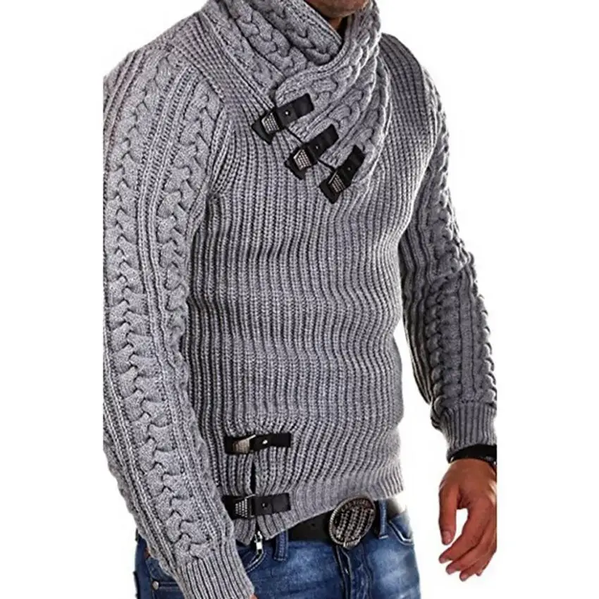 Осень зима свитер Пуловеры Для мужчин бренд Повседневное тонкие свитера Для мужчин рога пряжки толщиной хеджирования водолазка Для мужчин